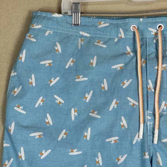 Johnnie O Swim Trunk Mens XXL Blue Arno Half Elastic Surf Short Relaxed Fit - Picture 3 of 14